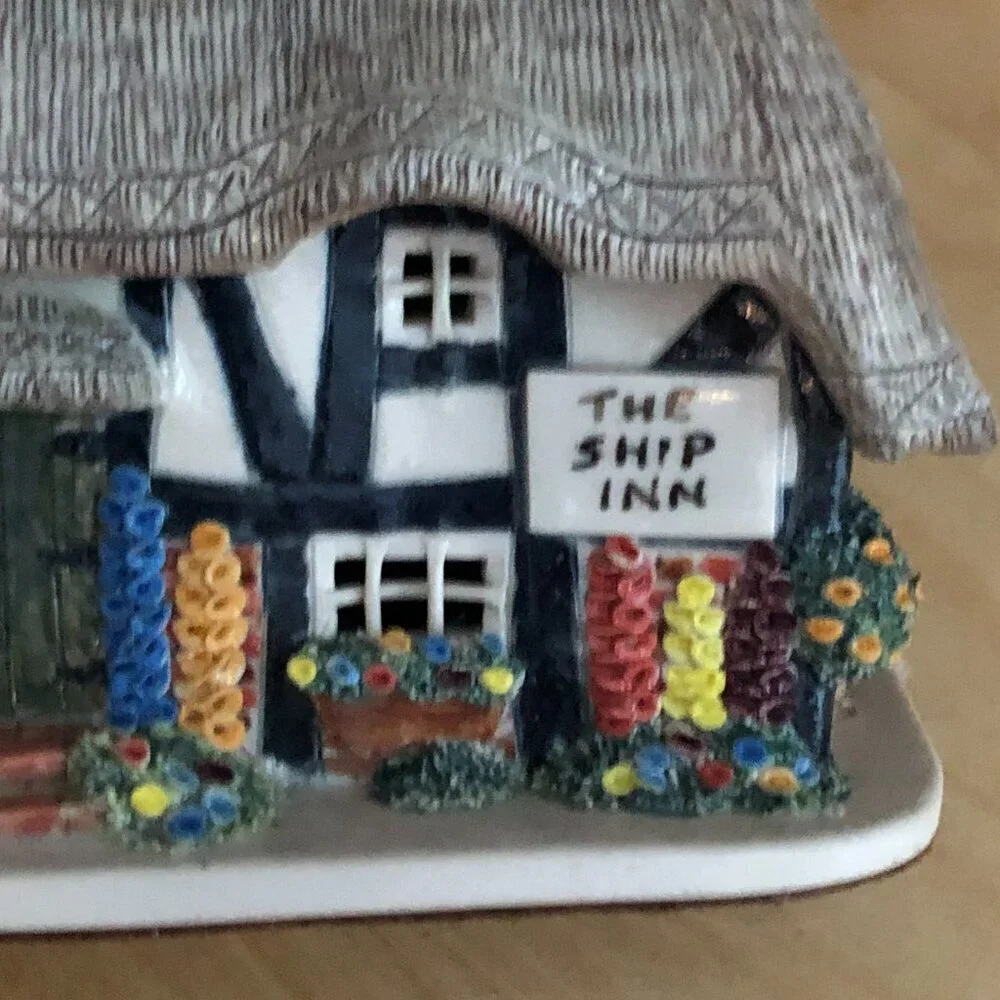 Vintage Ann Cox Ceramics ENGLISH INN Figurine Handmade in England The Ship Inn